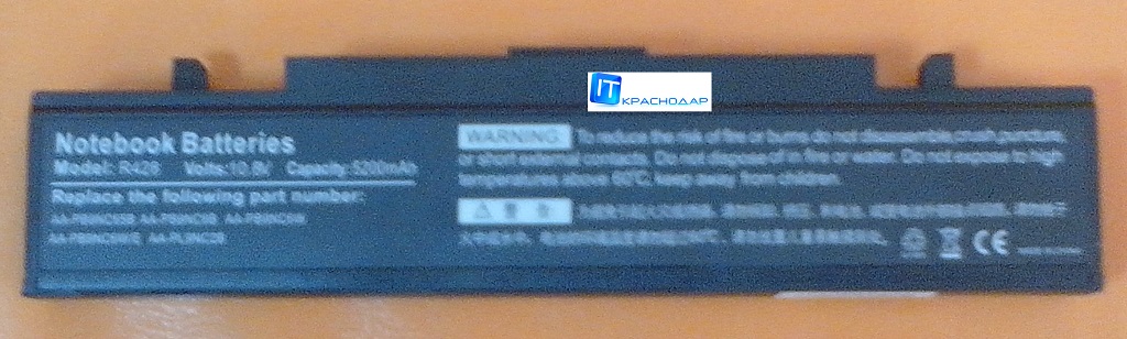 Аккумулятор для ноутбука Samsung R428-вид сзади